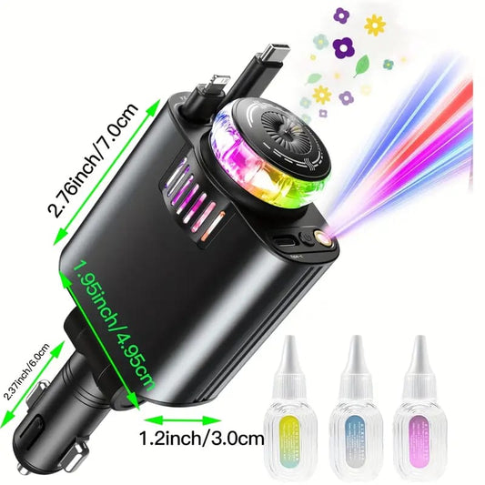 5-in-1 Car Charger with Ambient LED Light