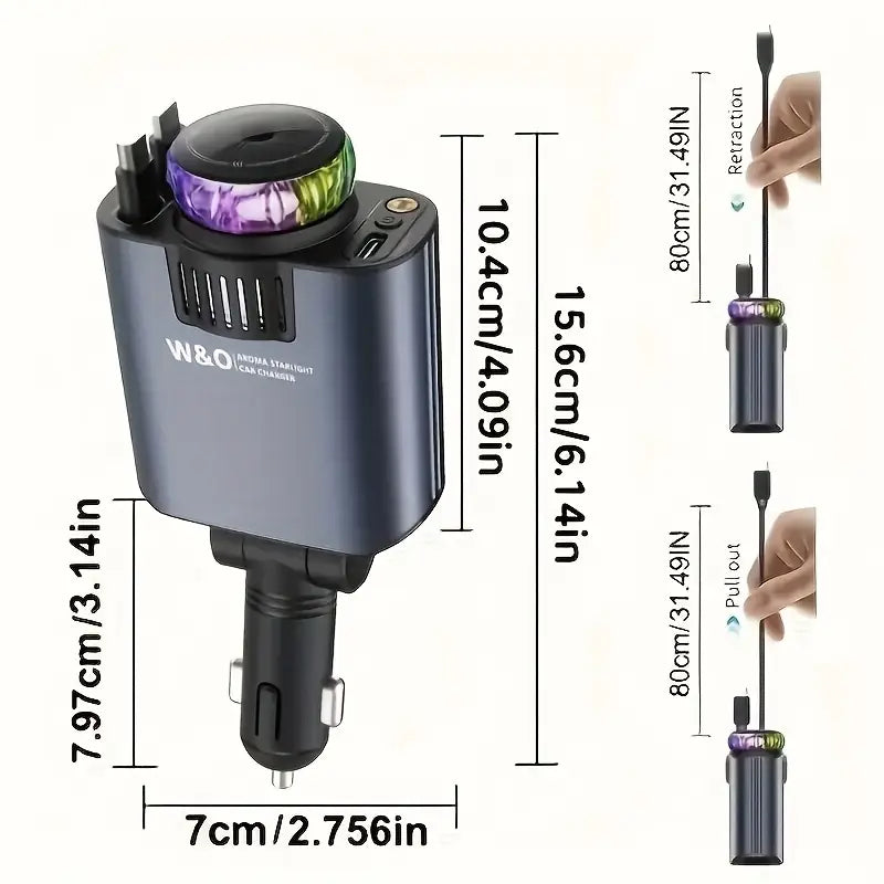 5-in-1 Car Charger with Ambient LED Light