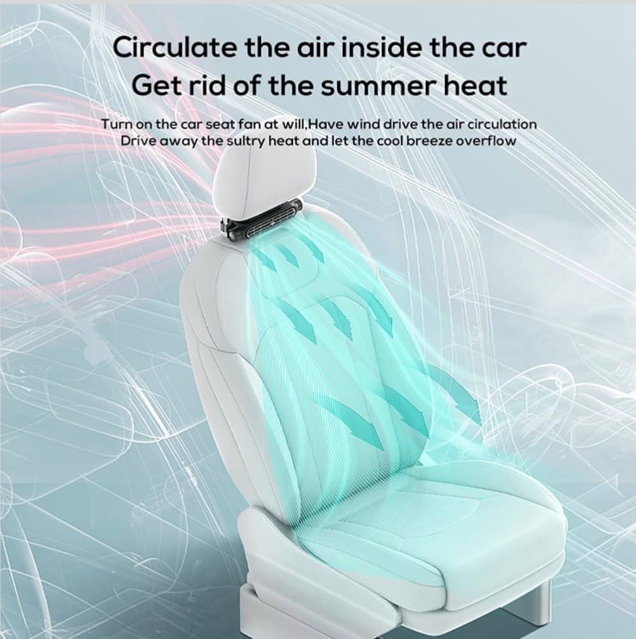 Car Headrest Cooling Air Fan 3 Speeds Adjustable